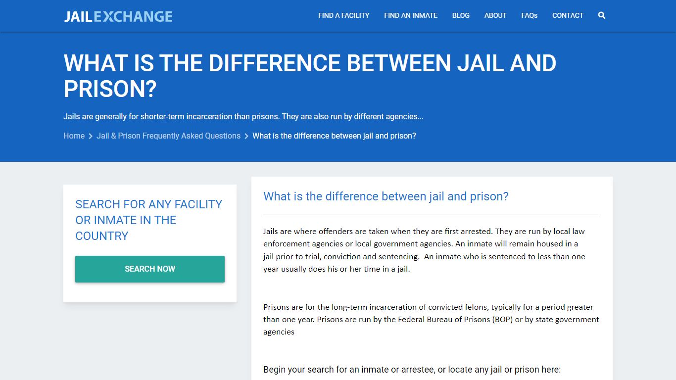 What is the difference between jail and prison? - Jail Exchange